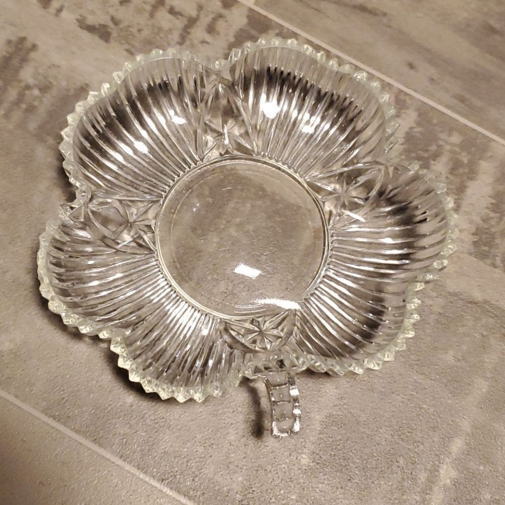 Vintage Clear Small Flower Glass Dish